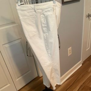 Ann Taylor White Fringed hem Denim Crop Size Curvy 16P